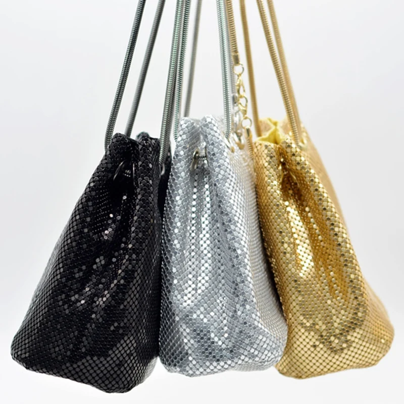 ASDS-borsa a tracolla a secchiello da donna alla moda con pochette per borse da festa con paillettes