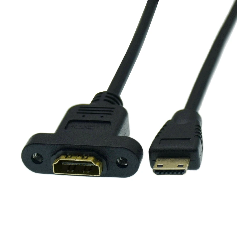 HD Micro HDMI-compatible Male to Mini HDMI HDMI-compatible Female With Screw Holes to Secure Panel Cable A Female to D Male 30CM