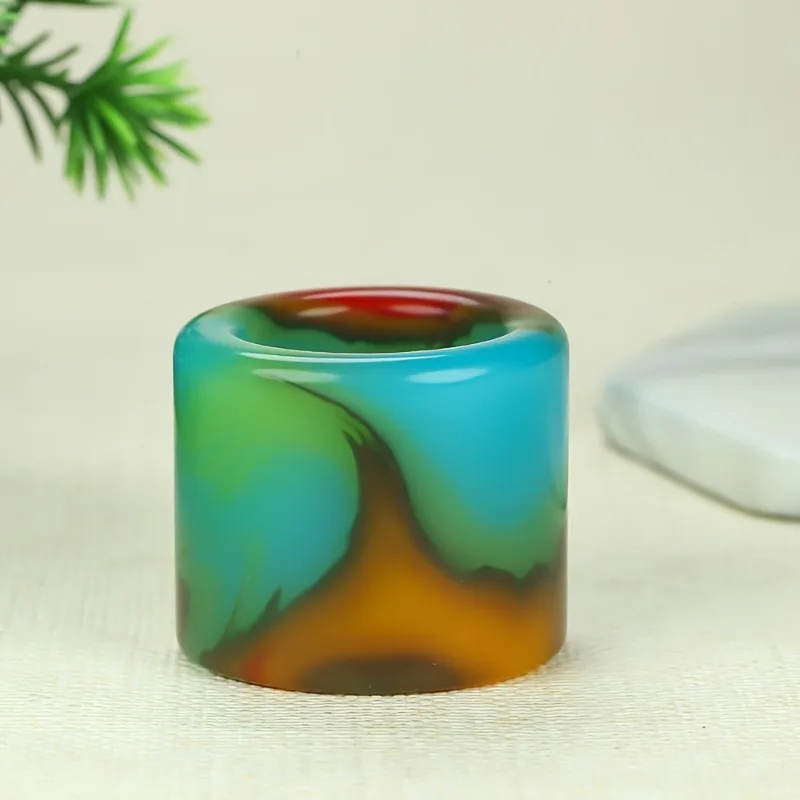 مفتاح ربط جديد ملون من الحجر الطبيعي، خاتم متعدد الاستخدامات على الموضة الكلاسيكية #1