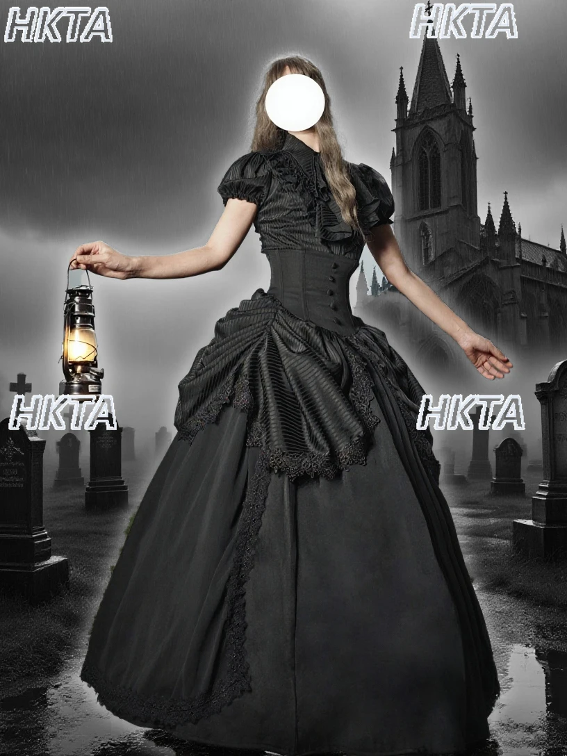 

Лолита в готическом стиле, темные косплей, пузырьковые короткие рукава с лацканами на Хэллоуин, узкие черные топы с высокой талией, длинные юбки с рыбьей косточкой, женские комплекты