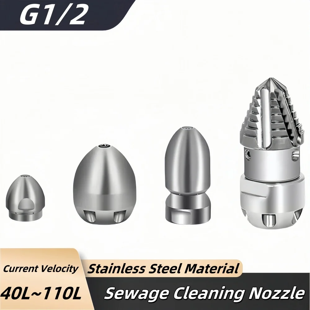 

1/2 3/8 High Pressure Dredging Nozzle Sewage Pipeline Injector Cleaning Nozzle Sewage Cleaning Tools Stainless Steel Material