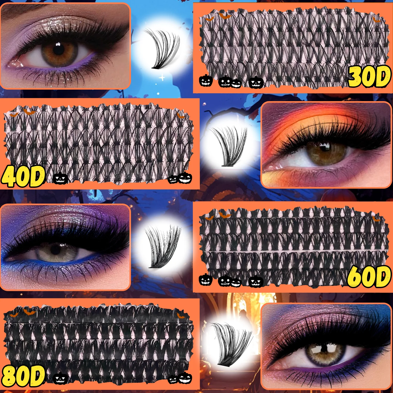 Mixed Length Individual False Eyelashes Ki Gift Box, Natural Thick Look Eyelash Extensions with Lash Bond and Seal & Tweezers.