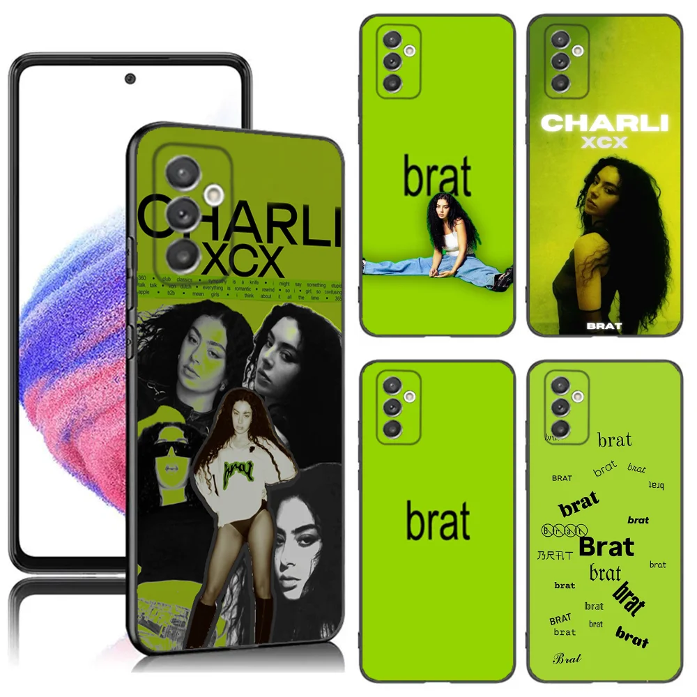 

Singer C-Charli XCX BRAT Phone Case For Samsung S24,23,22,30,21,10,9,Ultra,Plus,Lite,FE,5G Black Soft Case