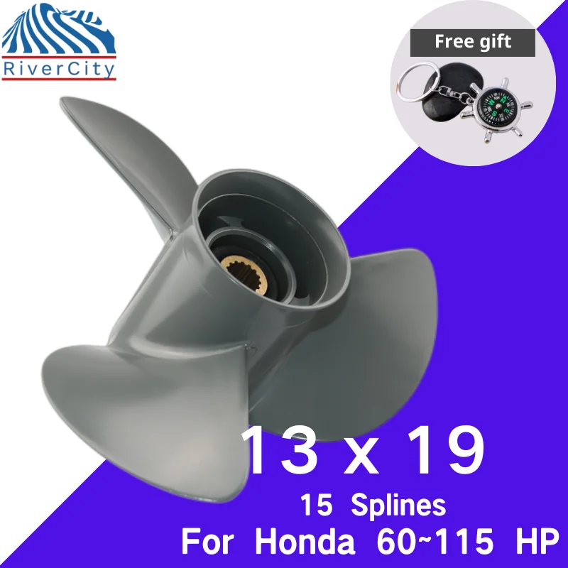 Outboard Propeller For Honda 60HP 75HP 90hp 115hp 130hp 13x19 Boat Aluminum Alloy Screw 3 Blade 15 Spline Marine Engine