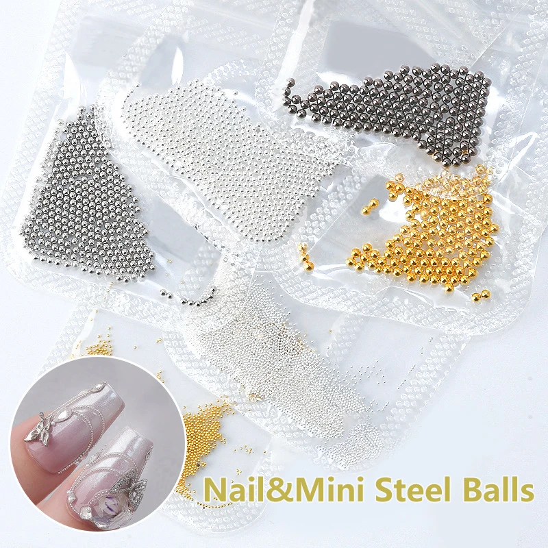 1 حقيبة 0.5-3.0 مللي متر مسمار الفن الكافيار حبة حجر الراين ل مايكرو الصلب الكرة ثلاثية الأبعاد زينة UV جل الاكريليك نصائح