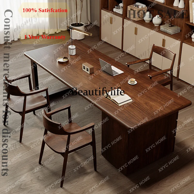 B573  Design Wooden Office Desk Modern Retro Study Executive Boss Desk Creative High-end Commercial Furniture Escritorio