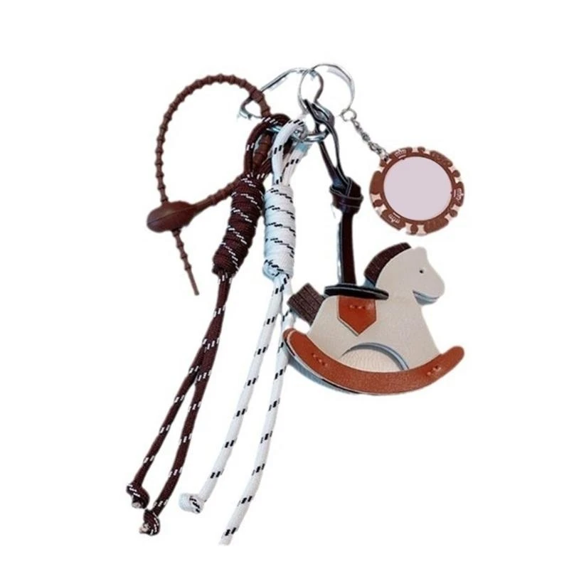 

A3PE Practical Leather Horse Pendant Keychain With Braided Rope Bags Charm For Stylish Phone And Bag Accessories