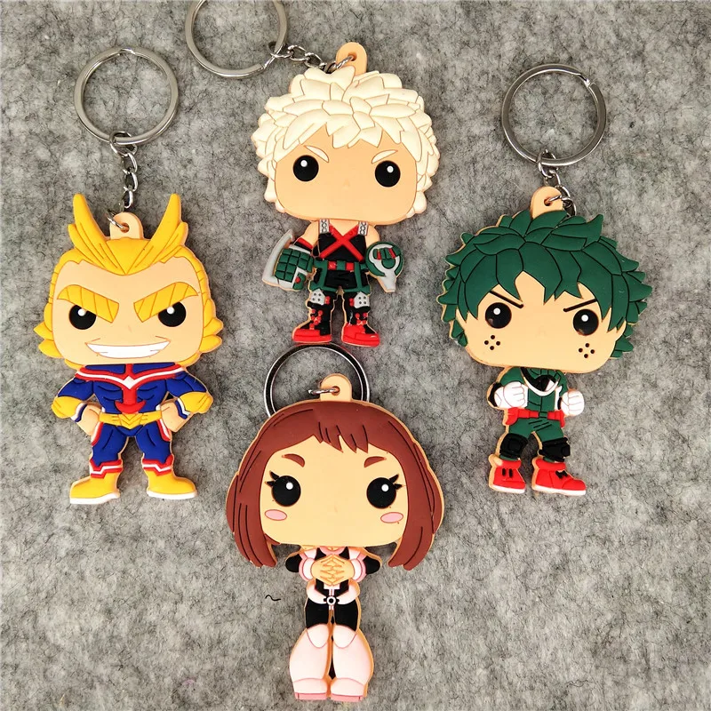 10pcs Anime Peripheral My Hero Academia Duke All Might Key-rings Student Cartoon Animation Bag Key Pendant Double Sides Keychain