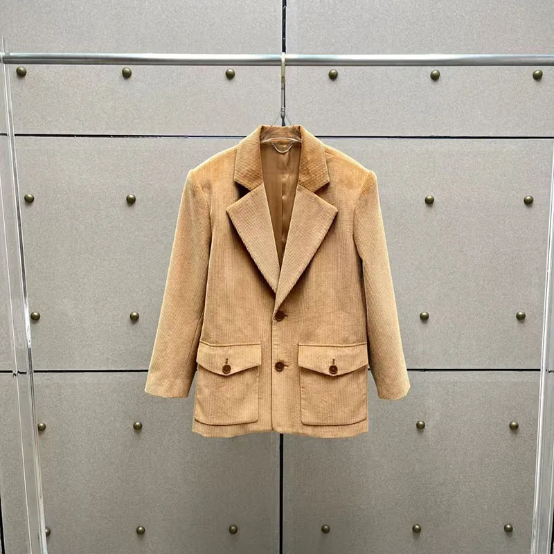 

Women's Corduroy Blazer, Casual Vintage Oversized Jacket Top, High-Quality Trouser Suit, 2026 Spring New Arrival, Y2K Style