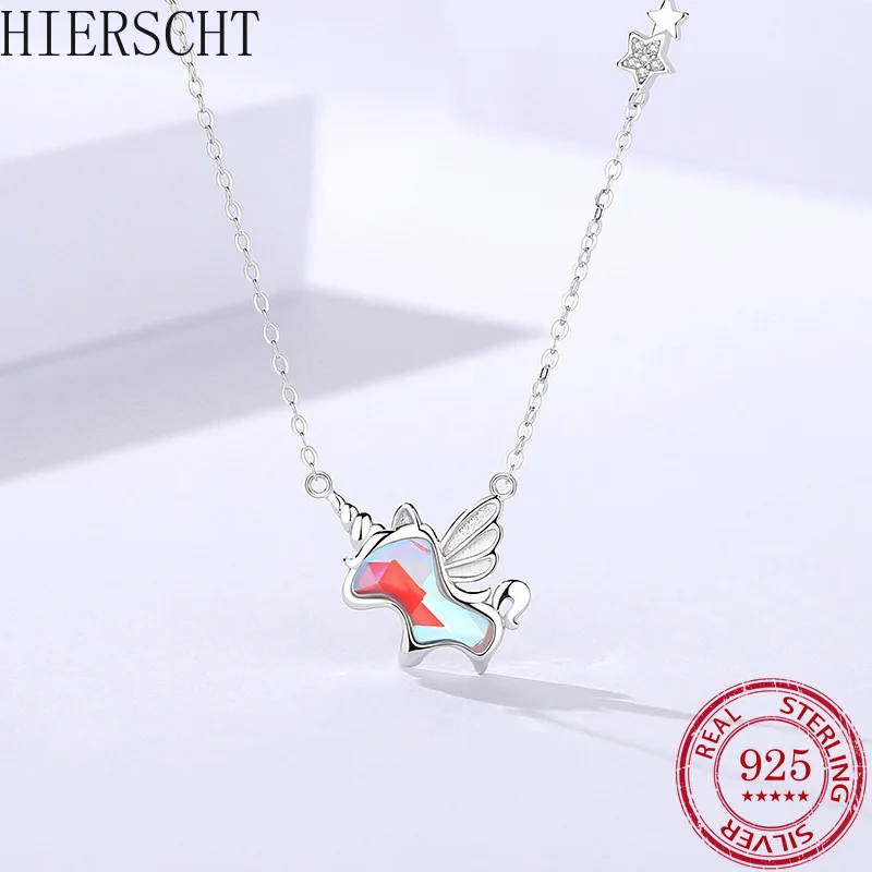 

Unicorn Necklace Women's S925 Sterling Silver Fairy Wind Symphony Stone Pendant