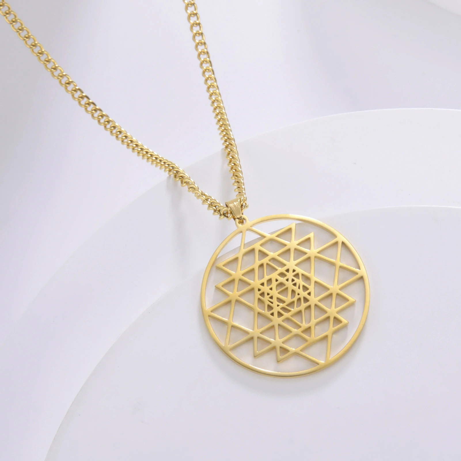 Jeshayuan Sri Yantra Mandala Talisman Necklaces For Women Hinduism Meditation Symbol Yoga Pendant Neck Chain