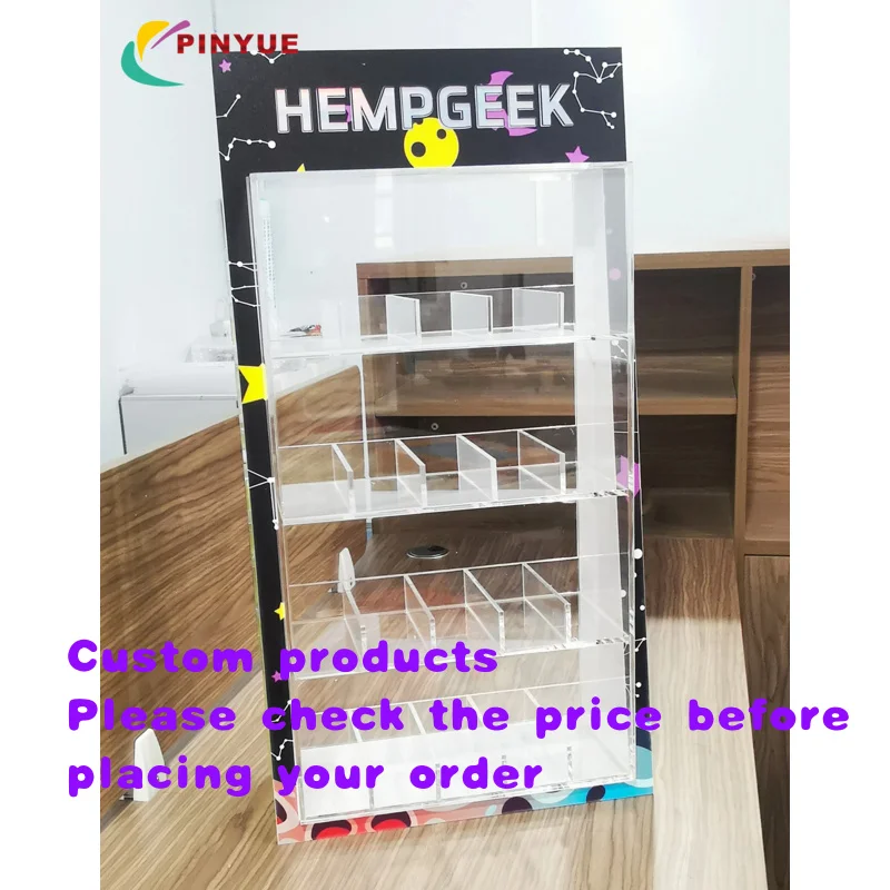 custom.Custom 4-tier Acrylic Display Rack Adjustable Height Design Supermarket Smoke Sh