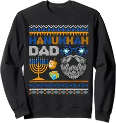 Hanukkah Dad Sweater Menorah With Face Beard Sunglasses Sweatshirt