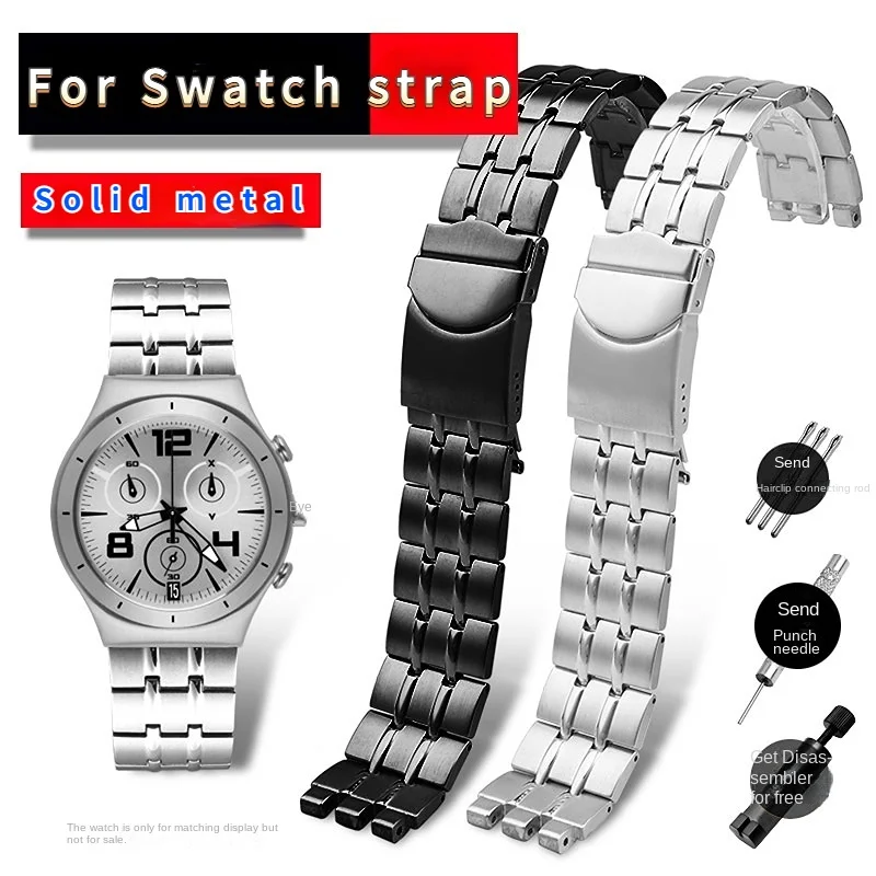 High quality new style For Swatch Men\'s black steel watch Metal strap YVS451 YVS435 YCS443G watchband accessories 19mm 21mm