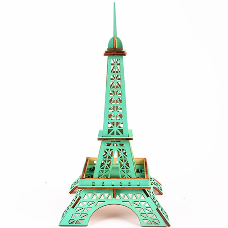 ชุดปริศนาการศึกษาเกมประกอบของขวัญของเล่นสําหรับเด็กผู้ใหญ่ 3D ปริศนาไม้ DIY ของเล่น Little Paris Tower ไม้ p9