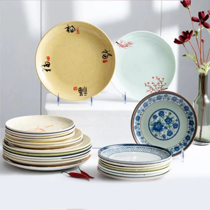 Melamine Imitation Porcelain Tableware Circular Plastic Plate Dish