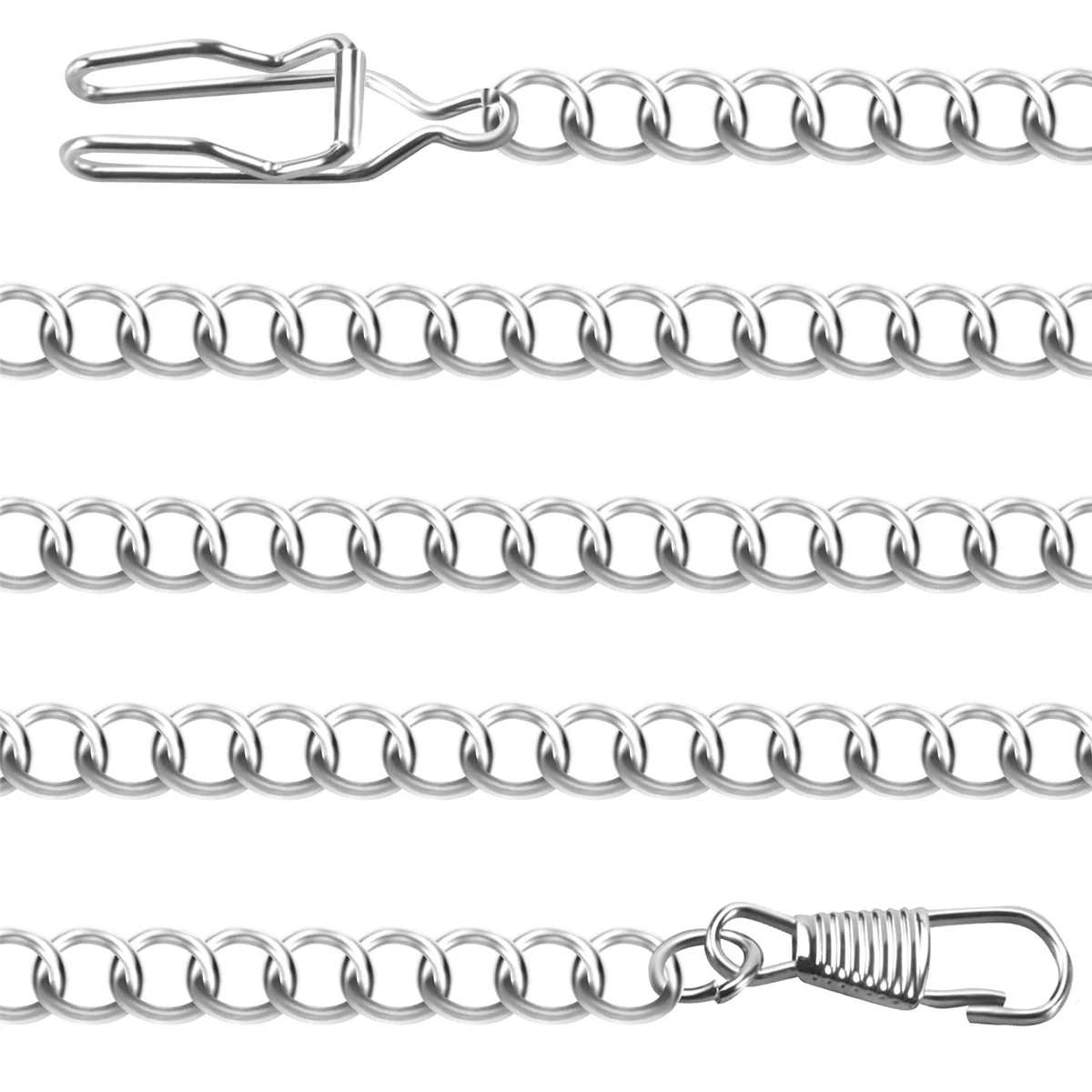 Corrente de relógio de bolso vintage antigo retrô FZFZ prata