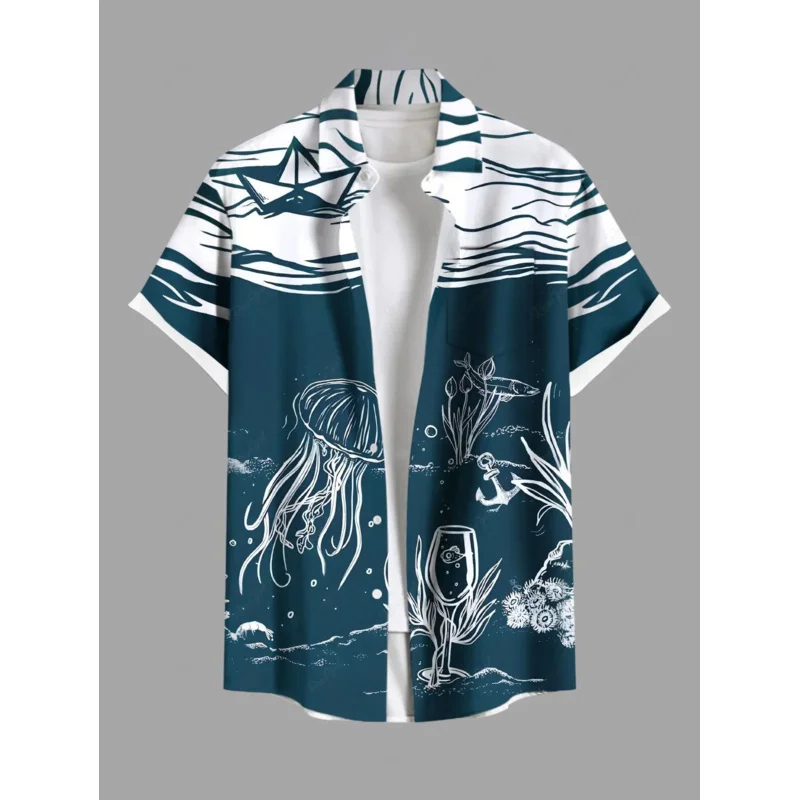 3D Printed Men's Hawaiian Shirts with Buttons