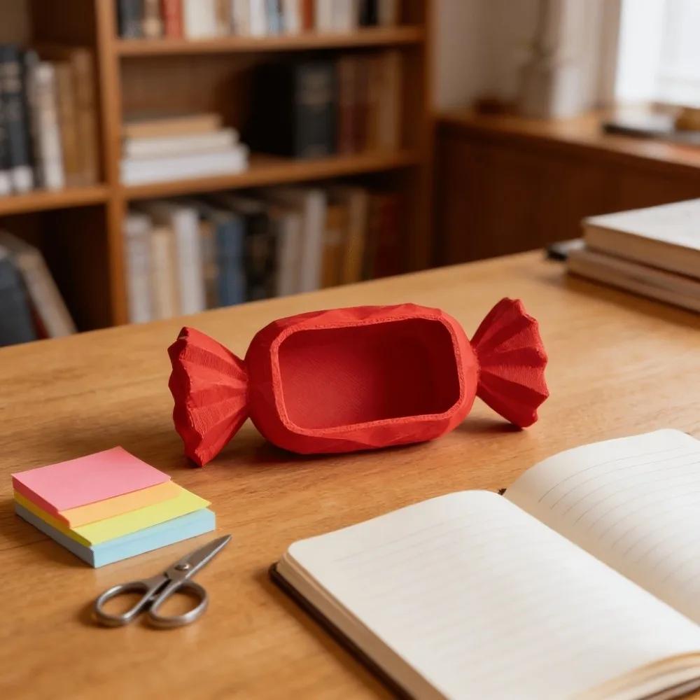 

Solid Color 3D Printed Candy-Shaped Storage Box Multi-function Creative Jewelry Holder Decoration Sweet Desktop Organizer Office