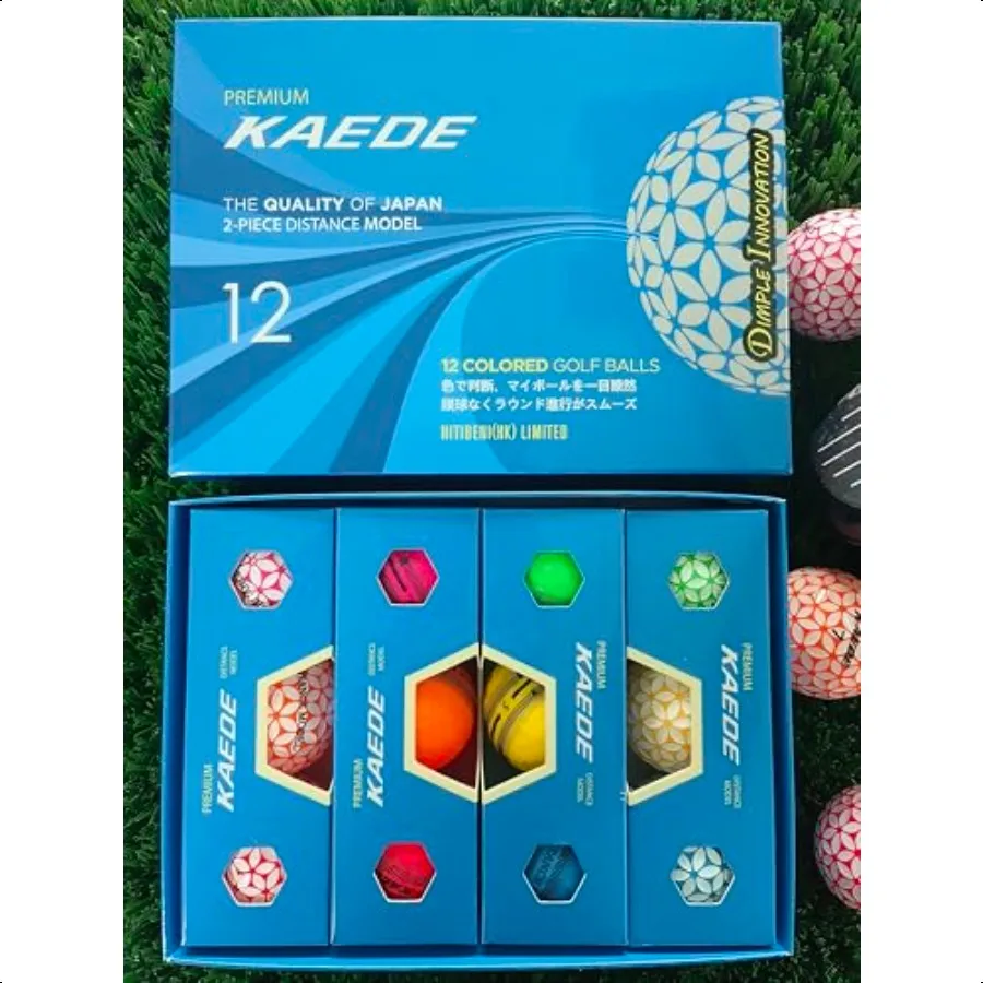 Kaede Golf Разноцветные дистанционные мячи для гольфа 12-цветные One Dozen