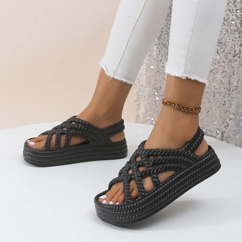 

2024 Summer New Hot-selling Women's Sandals Thick-soled Solid Color Fashion Lightweight Outdoor Casual Flat-soled Women Sandals