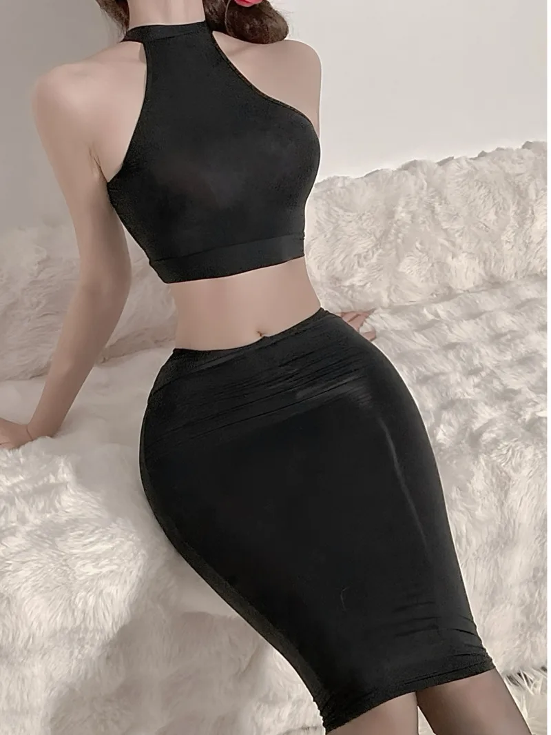 Sexy Hip Hugging Skirt Ultra-thin For Women Close-fitting Pure Colour Slimming Package Hip Women's Fashion Split Body Suits 4QSE