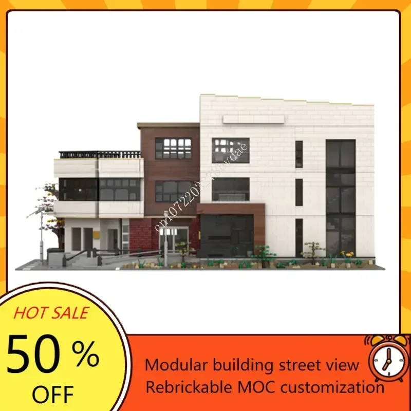 White Collar Apartment Modular MOC Creative street view Model Building Blocks Architecture Education Assembly Model Toys Gifts