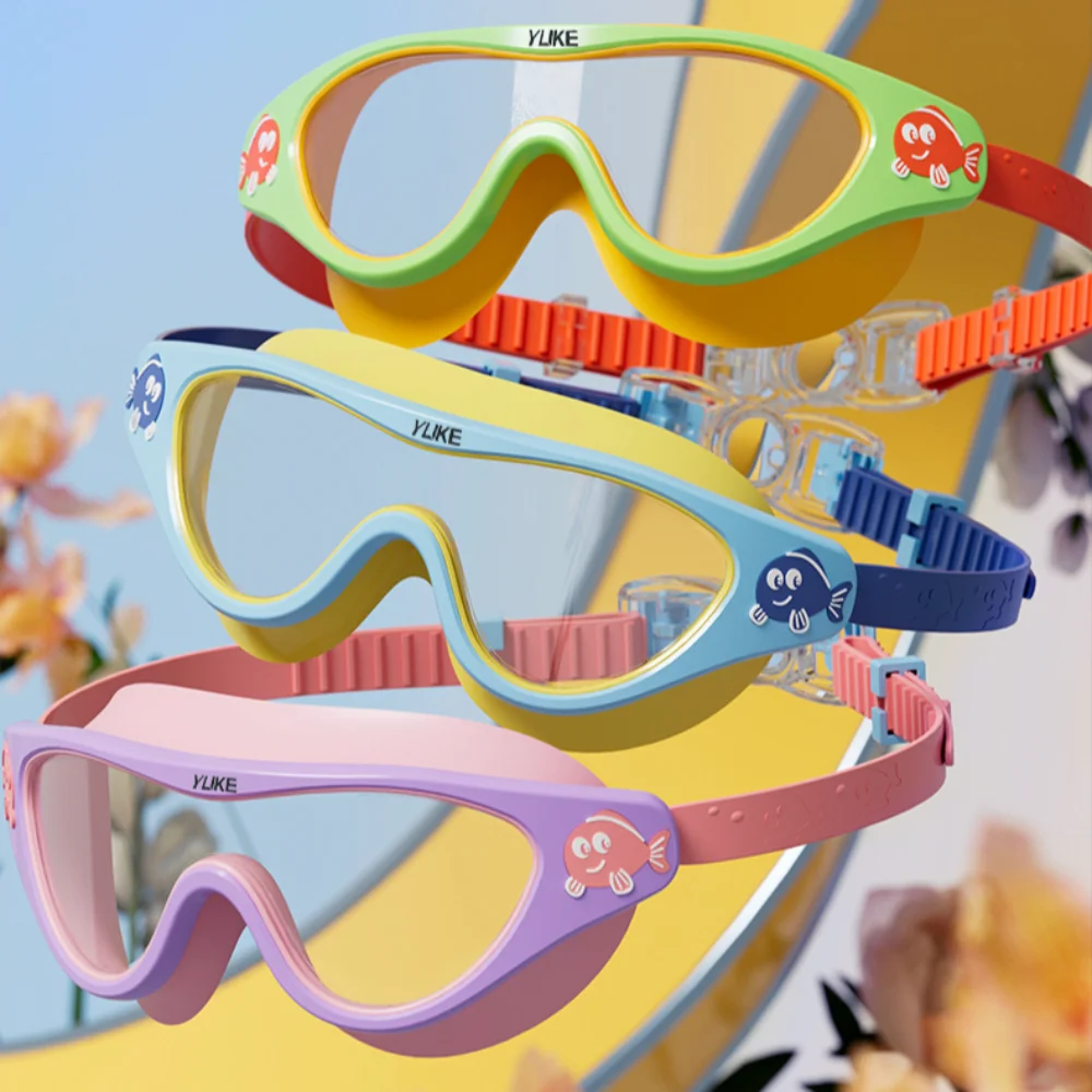 

Силиконовые гелевые детские очки для плавания, противотуманные широкие очки для плавания из поликарбоната, очки для плавания