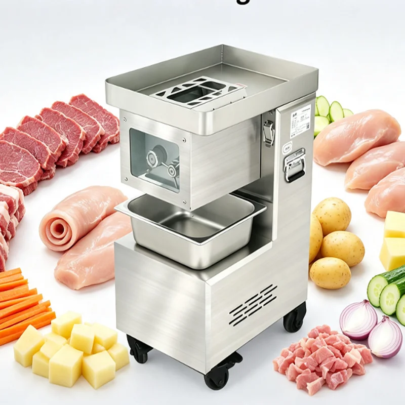 High Power Electric Fresh Meat Shred Cutter Machine Heavy Duty Meat Strip Cutting Machine for Industrial Kitchen