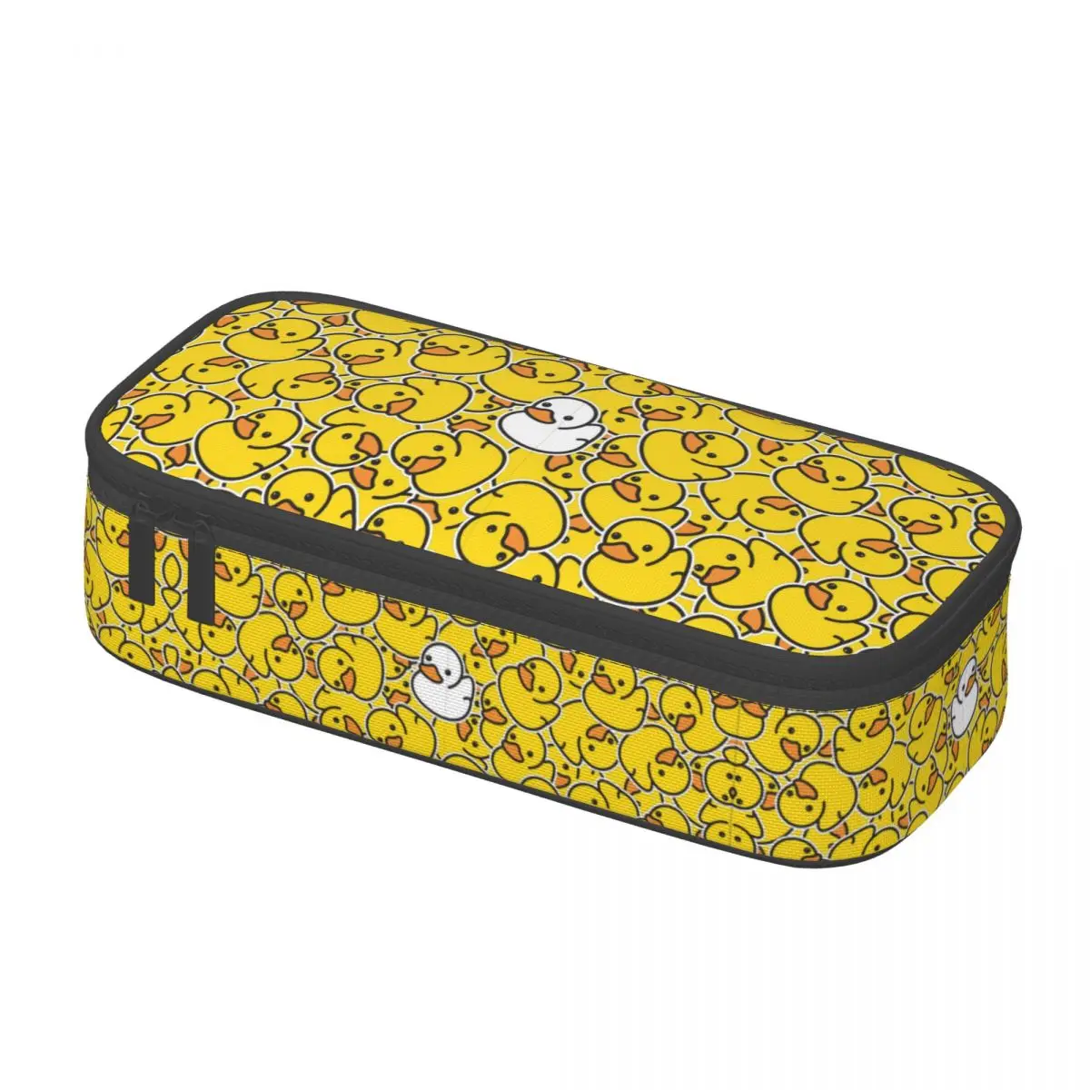 Imagem -03 - Cute Yellow Rubber Duck Pencil Cases Bolsa de Lápis de Grande Capacidade Papelaria para Menina e Menino Personalizado Bonito