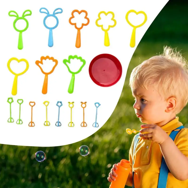 Bacchette per bolle per bambini Bacchetta per bolle di fiori 17 pezzi Divertimento gioco interattivo da spiaggia per l'aula di carnevale del ragazzo di Pasqua di compleanno