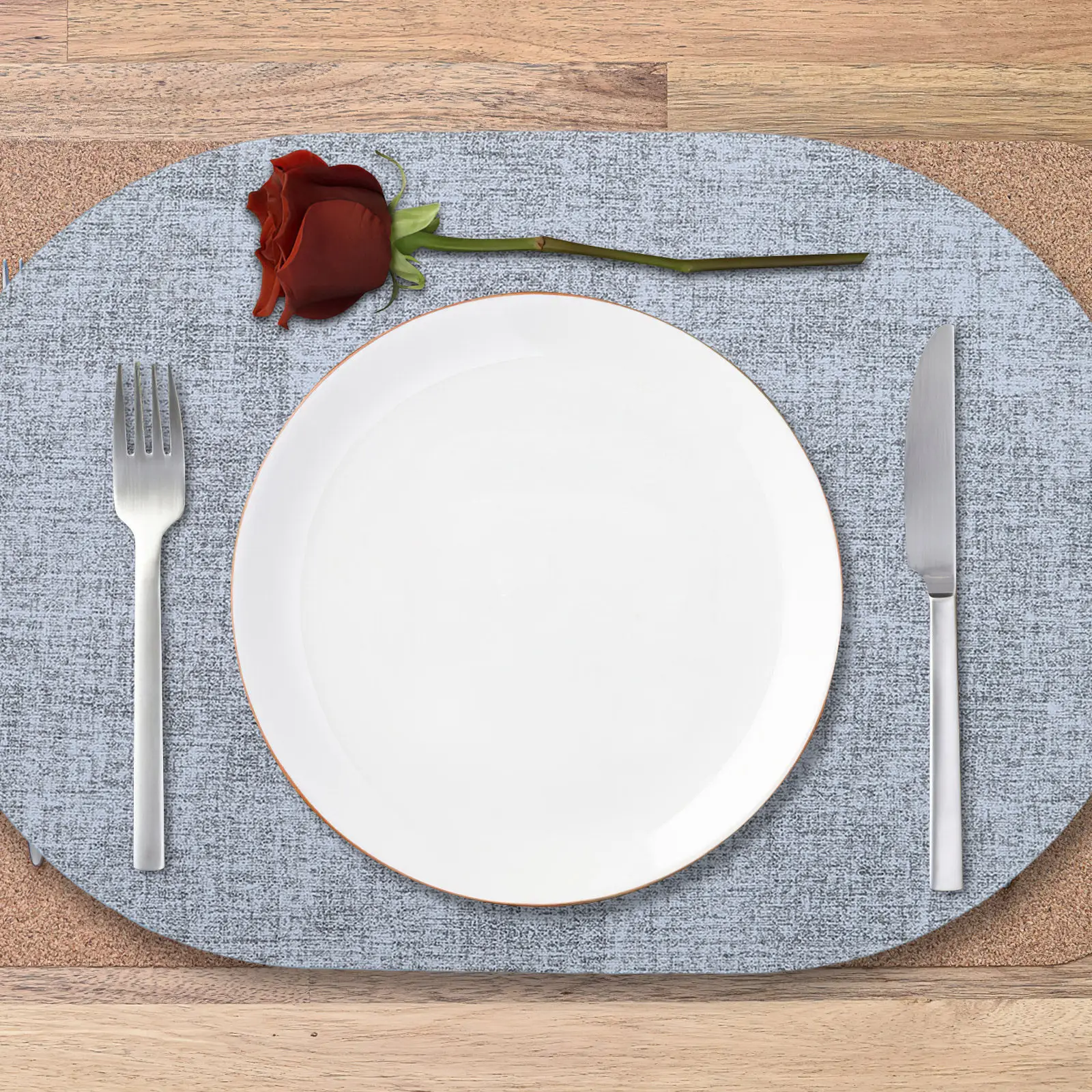 6Pcs Luxury Solid Color Dining Table Mats Waterproof Oil Resistant Heat Insulation Non Slip Placemats for Home Restaurant Hotel