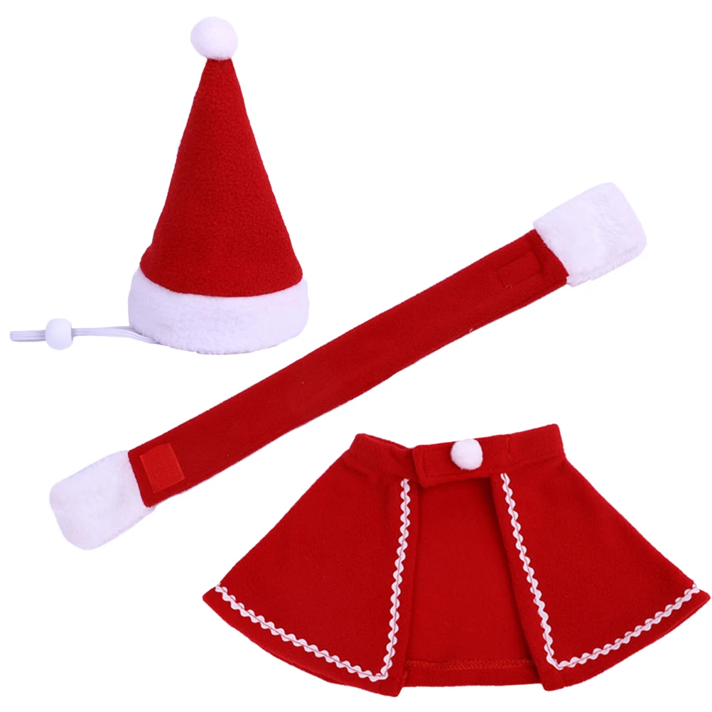 

3Pcs Christmas Cape Hat Scarf Set Christmas Dog Clothes Party Accessories Cloak Costume Warm Comfortable