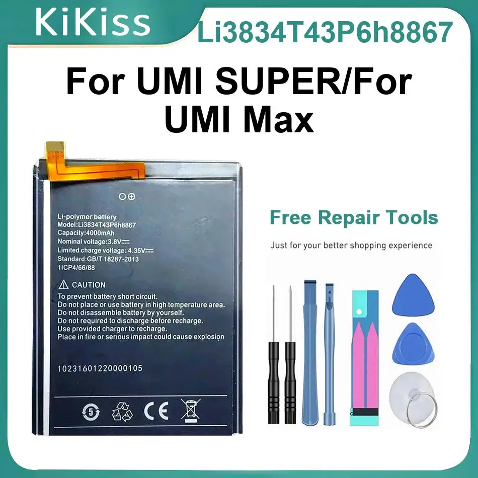 Аккумуляторы Li3834t43p6h8867 для Umidigi Umi SUPER Max, 4000 мАч, перезаряжаемая батарея для мобильного телефона