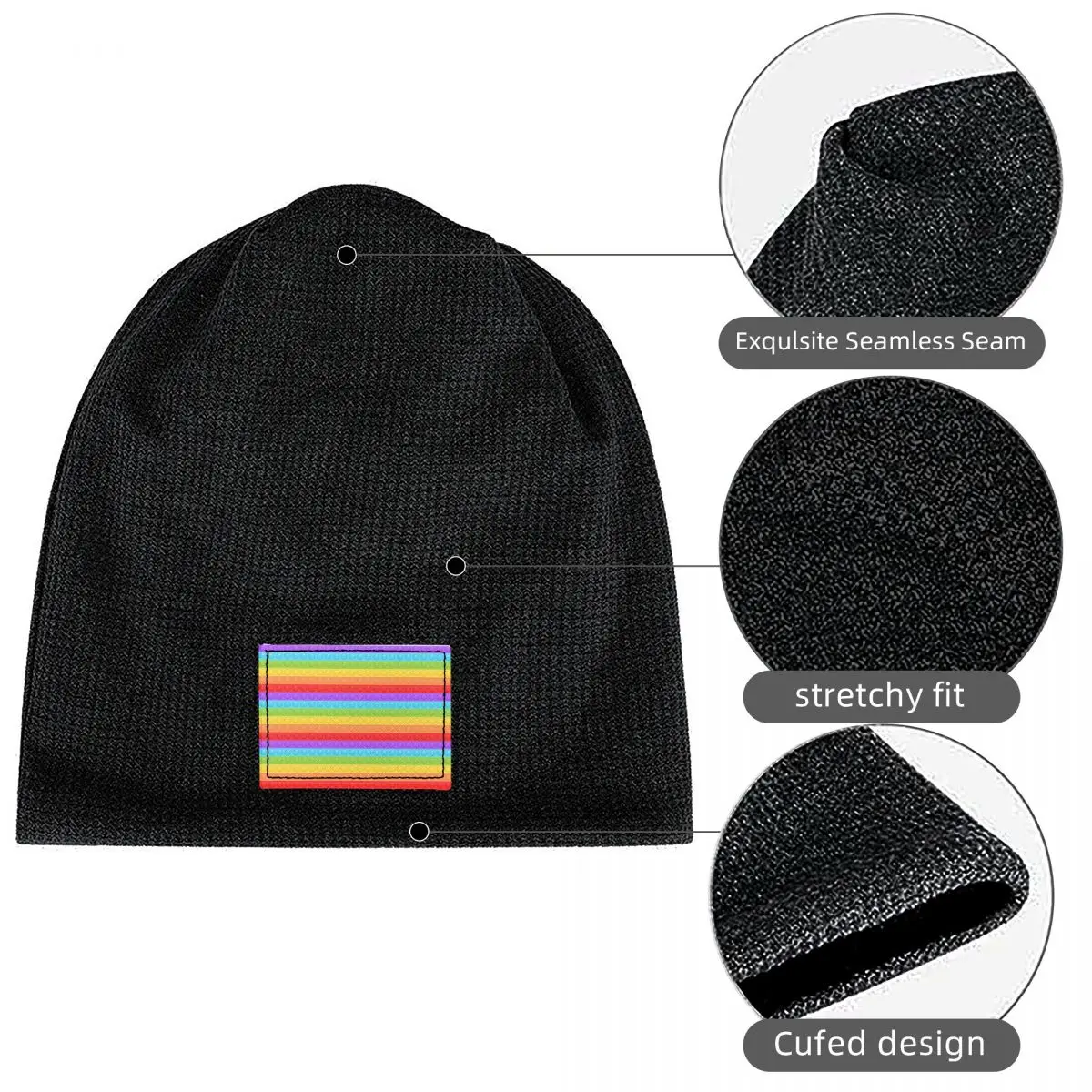 Premium Vector Pop It Seamless Pattern Waffle Knit Fleece Lined Beanie with PU Leather Patch Unisex Warm Winter Soft Cap