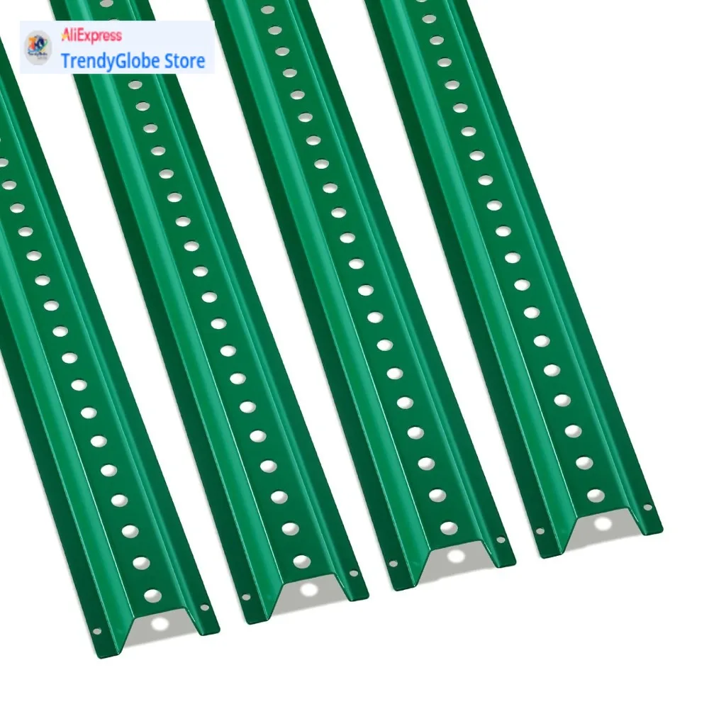 

8-Foot U-Channel Steel Fence Posts, 4-Pack Green Heavy-Duty Garden and Courtyard Sign Supports