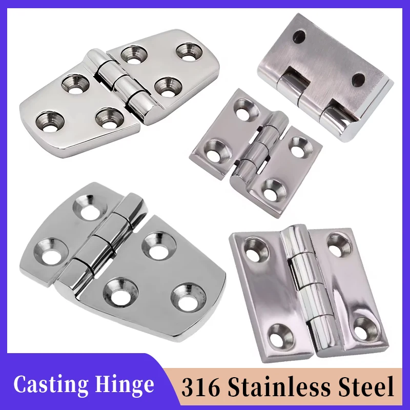 Marine 316 Stainless Steel Boat Hinges Heavy Duty Hatch Casting Hinge For Cabinet Doors Windows Butt Hinge Hardware Accessories