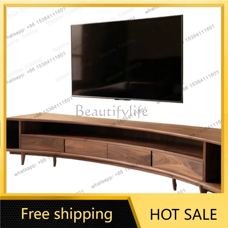 zj.Unique Vintage Brauner TV-Schrank Luxuriöser Eichenholz Klassischer Massivholz Moderner TV-Schrank Wohnzimmer-Mittelpunkt-Möbelstück
