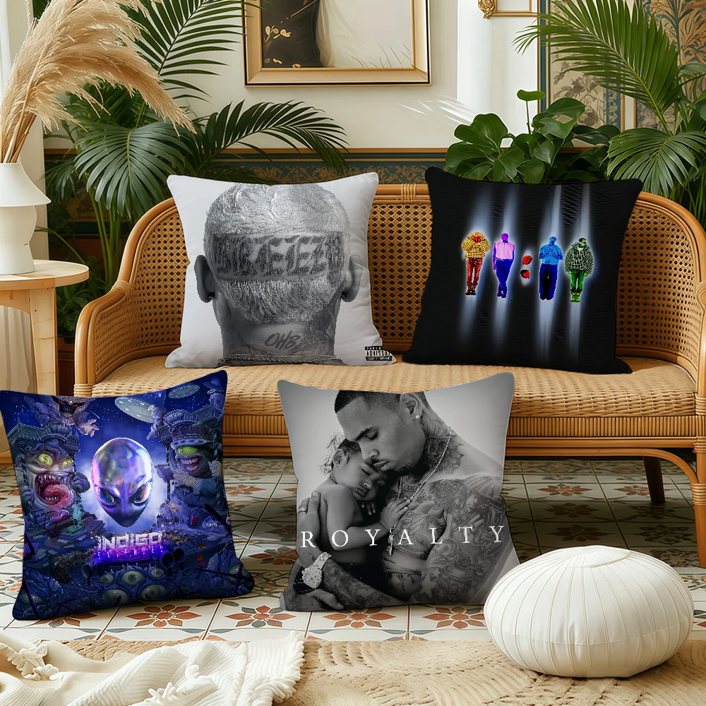 Rapper Chris Brown  cushion cover Pillow Case Plush Fabric Soft Double Sided Print Sofa Cushion Cover Throw Pillow Covers