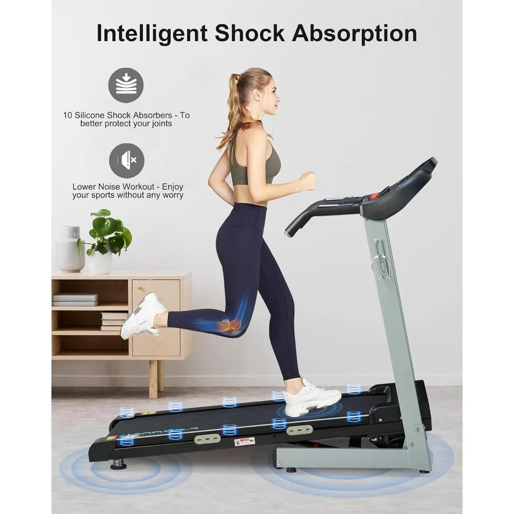 

Treadmill with Auto Incline - 300 lb Capacity, 3.0HP Folding Electric Treadmill Up to 8.5 MPH Speed, Running Machine with 17.5"