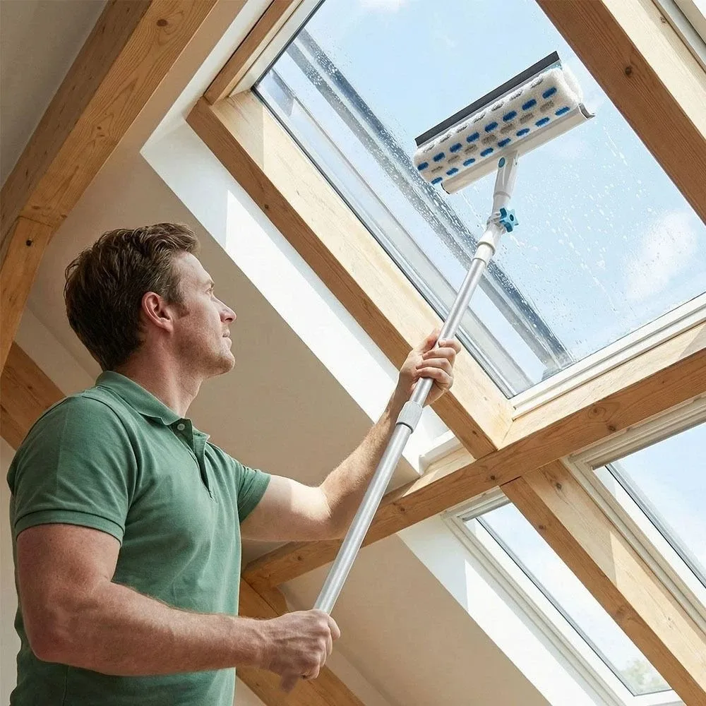 

High-Rise Window Cleaning Tool Adjustable Professional Glass Wiper Telescopic Household Scrub Brush Janitorial Use