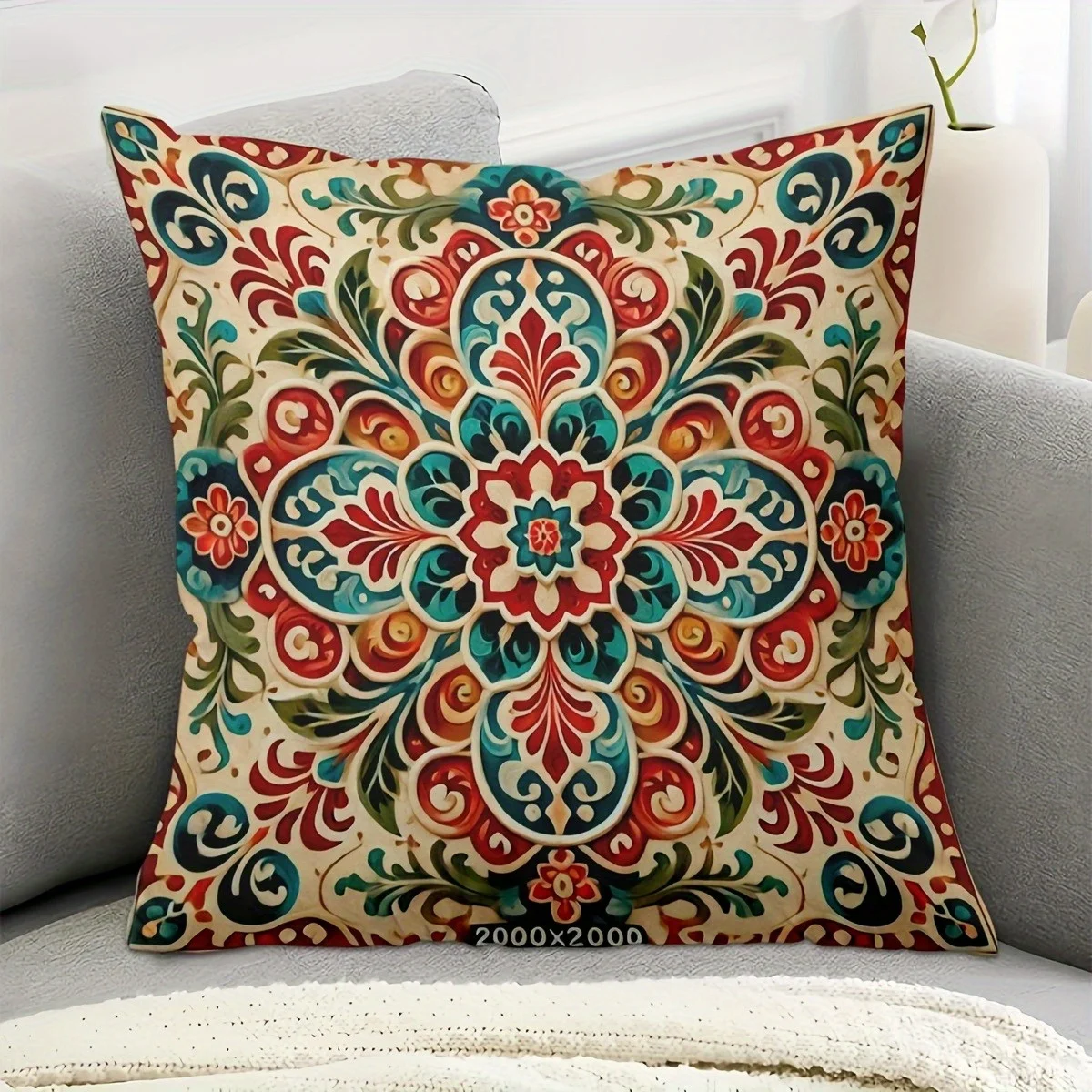 Juego  4 Fundas  Almohada  Tela Suave Estilo Bohemio, Incluye un Juego  4 Fundas  Cojín que Min 45.72 cm por 45.72 c