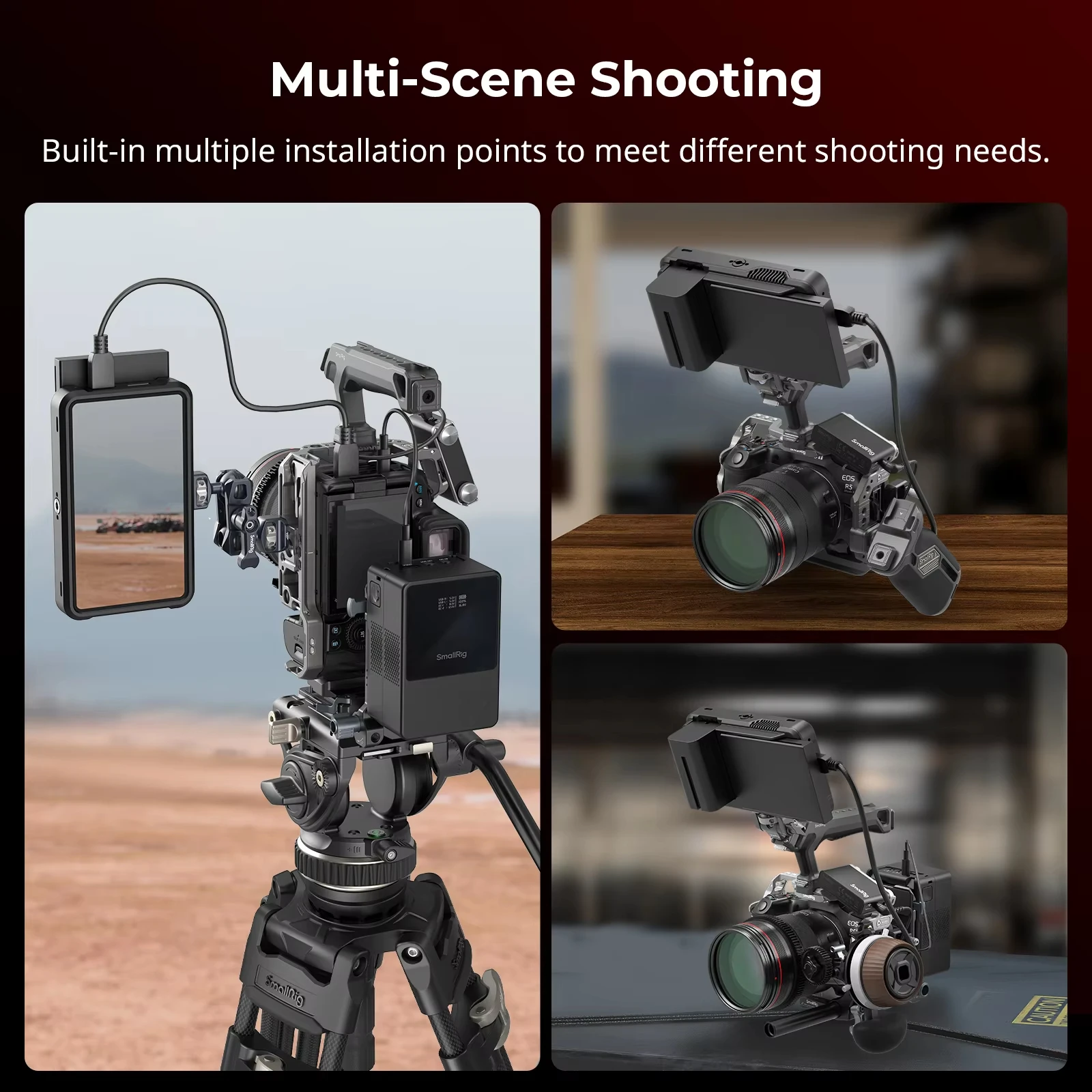 قفص SmallRig HawkLock سريع الإصدار لكاميرات Canon EOS R5 Mark II مع لوحة Arca-Swiss سريعة الإصدار H21 الناتو السكك الحديدية H18 الحذاء البارد