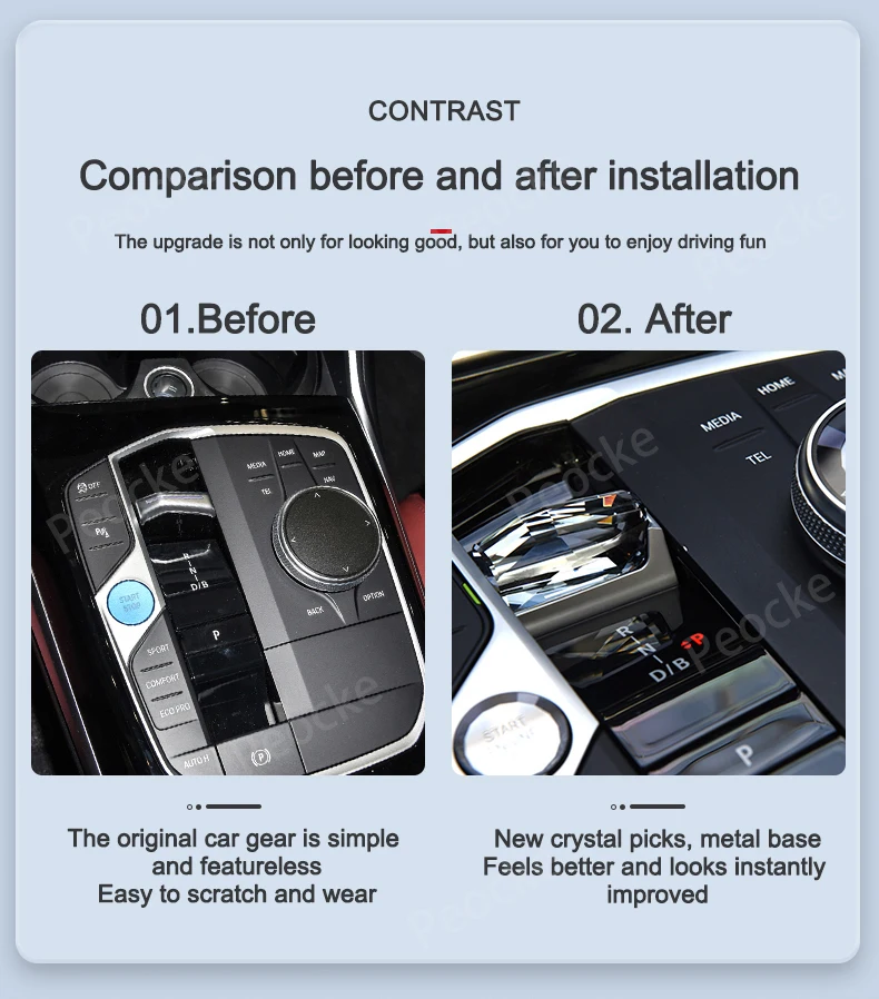 4 Piece Set Crystal Gear Paddle Shifter Knob Metal Base For BMW G20 G21 G22 G23 G26 G28 IX3 G08 X5 G05 X6 G06 X7 G07 2023 2024