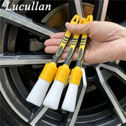Lucullan White Nylon Hair Prewash&Interior Vent Cleaning Tools Unique Anti-slip Rubber Handle Car Detailing Brushes