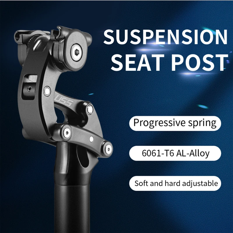 USS suspension seat post MTB mountain bike bicycle seat tube shock absorber damping Al-alloy 27.2/30.9/31.6x350mm 50mm Travel