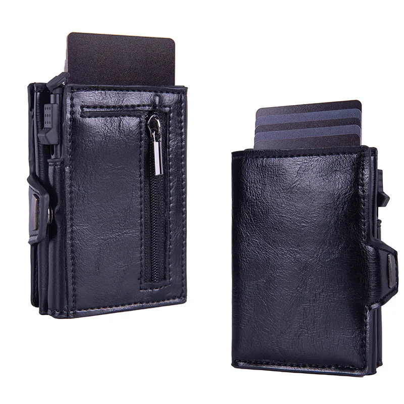 Fashion New Card Bag Automatic Pop Up Metal Wallet RFID Anti Theft Brush Large Capacity Card Clip for Men Credit Card Coin Purse