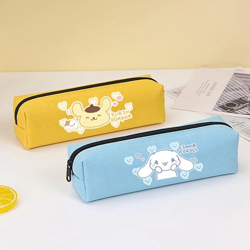 Sanrio Pencil Case Kuromi Cinnamoroll Melody Pu Kawaii Cartoon Pen Bag Student Stationery Box School Supplies Children Toys Gift