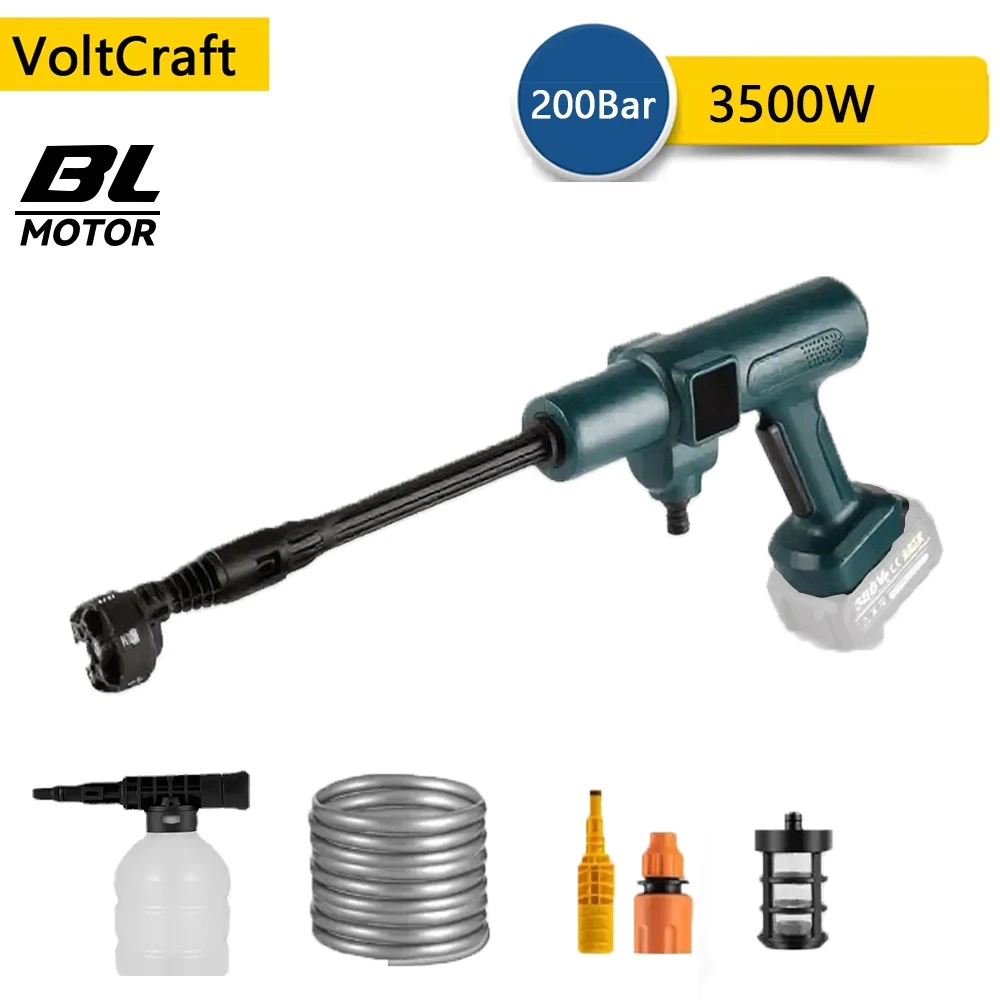 

200Bar Brushless Electric Water Gun,6-IN-1 3500W High Pressure Washer Tool Car Washing Garden Water Spray Gun For Makita