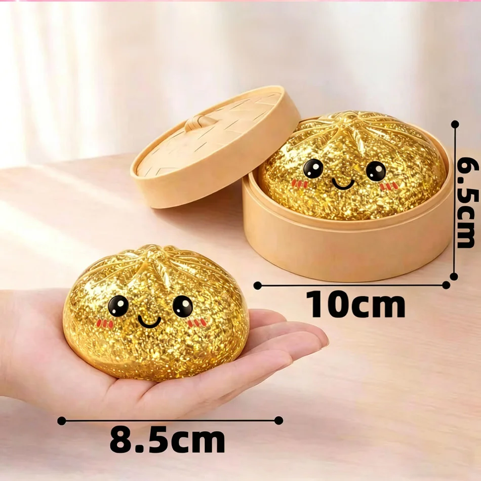 Colorful 6 Styles Glitter Dumpling Glitter Dumpling Squishy with Box Dumplings Sensory Squeeze Toy for Stress Relief Toys